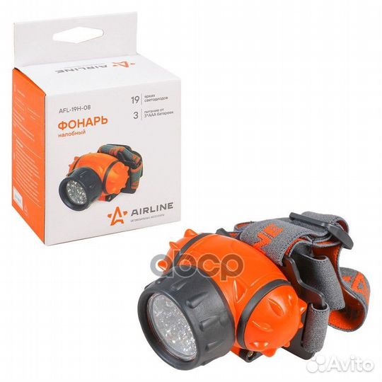 Фонарь налобный на батарейках LEDx19 AFL19H08 A