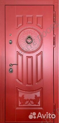 Красивая входная металлическая дверь красная новая