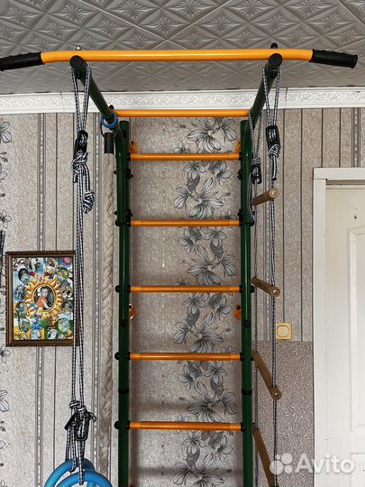 Детская шведская стенка с турником+мат