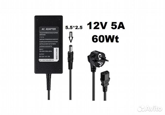 Блок питания 12V 5A 60Wt для телевизоров и прочего