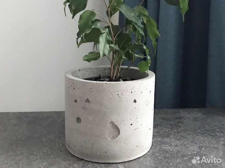 Кашпо горшок из бетона для цветов