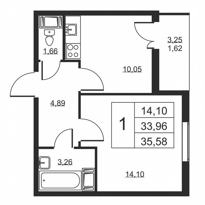 1-к. квартира, 35,6 м², 6/19 эт.