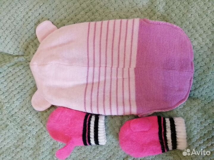 Шапка шлем, варежки