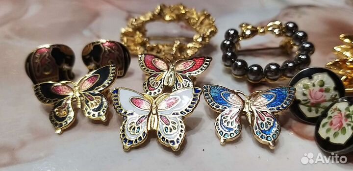 Брошь Бабочка. Пусеты Слоники