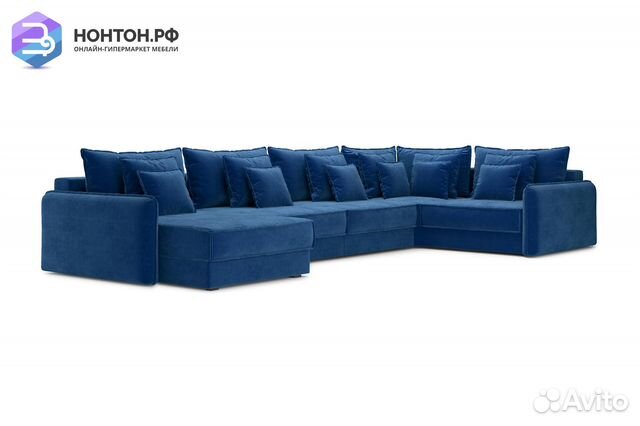 Диван п-образный тик-так Антей темно-синий