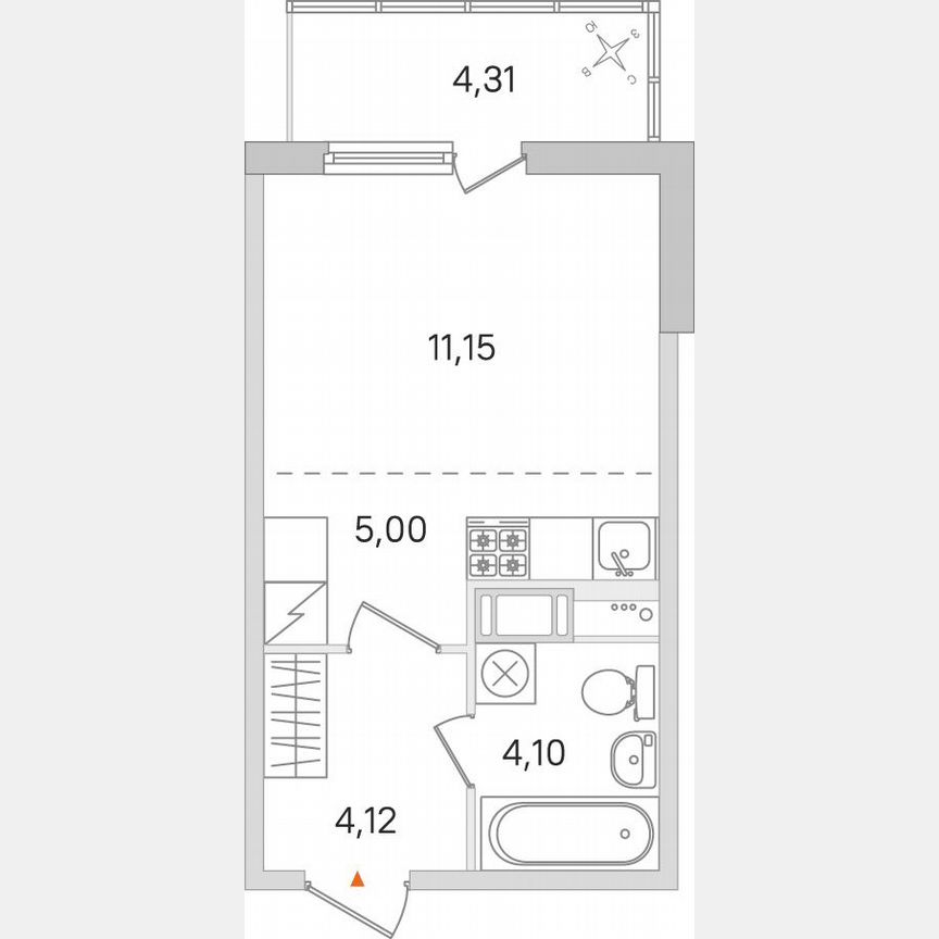 Квартира-студия, 25,7 м², 4/8 эт.