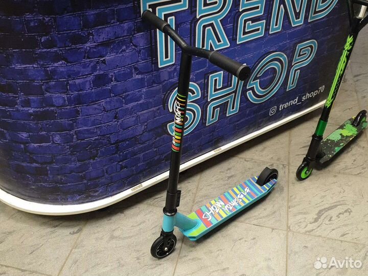 Трюковой самокат металл синий