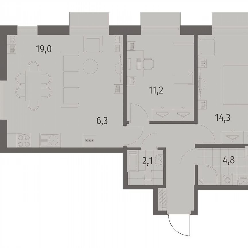 3-к. квартира, 65,1 м², 5/12 эт.