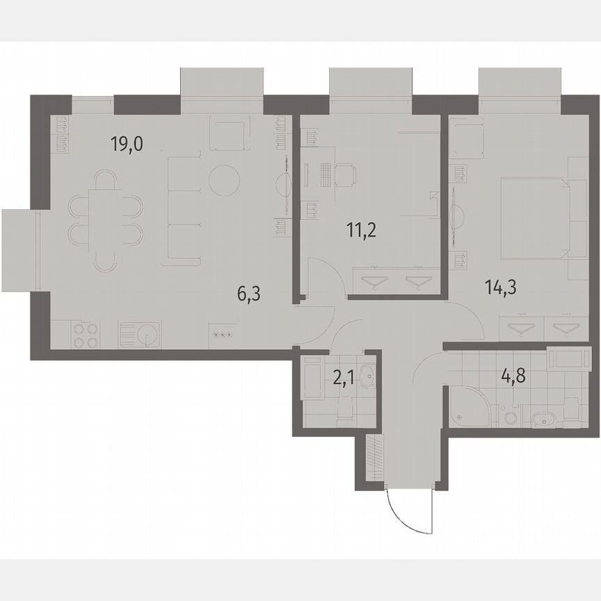 3-к. квартира, 65,1 м², 5/12 эт.