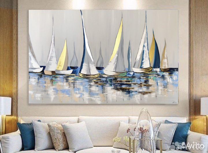 Картина маслом «Парусники», 80/120. В наличии