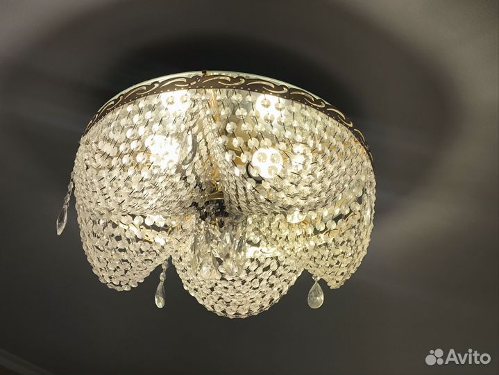 Люстра потолочная хрустальная бу