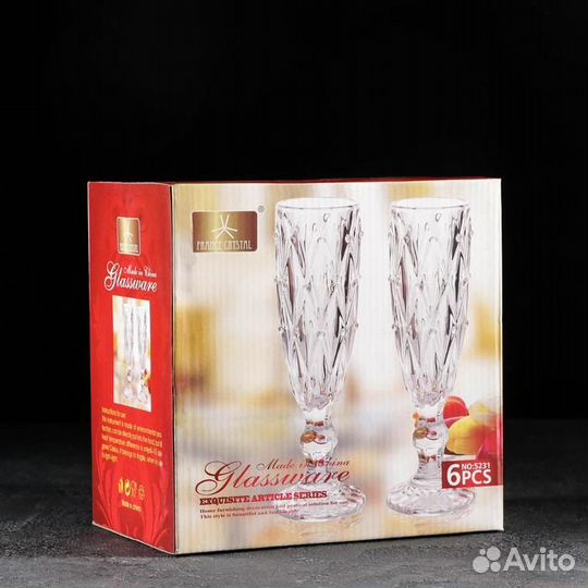 Набор бокалов стеклянных для шампанского «Афродита