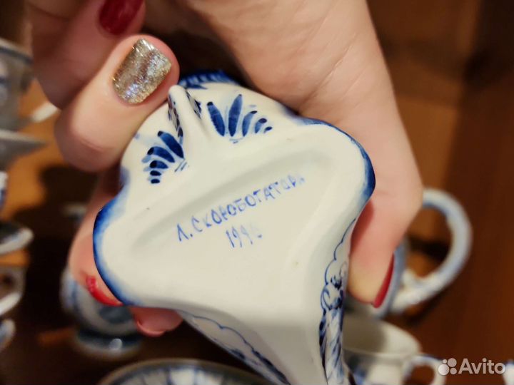 Сервиз гжель ручной работы 1996г