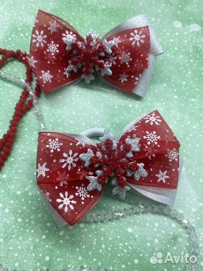 Новогодние резинки для волос, пара