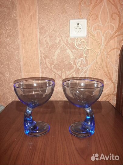 Десертные миски кобальтовое стекло (Италия)
