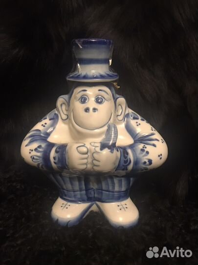 Штоф Обезьяна гжель (авторская роспись Горсткина)