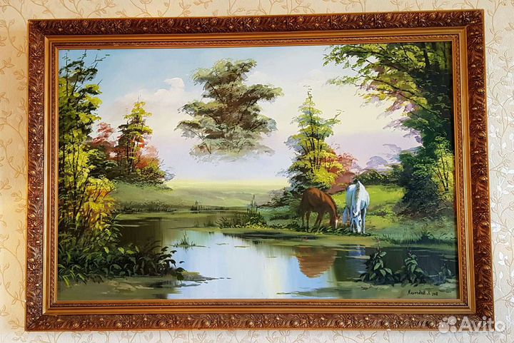 Картина маслом в интерьер на холсте пейзаж