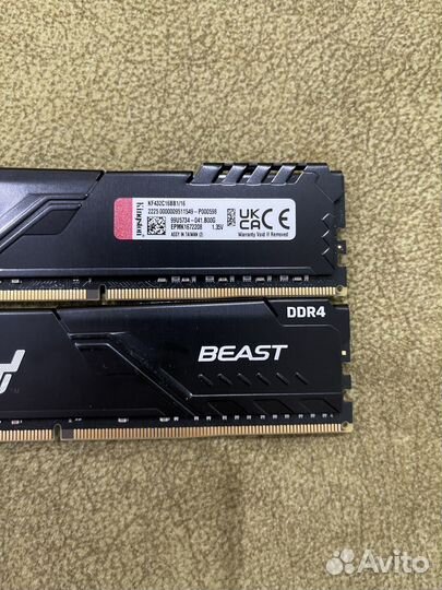 Озу ddr4 kingston fury 16gb 3200 mhz
