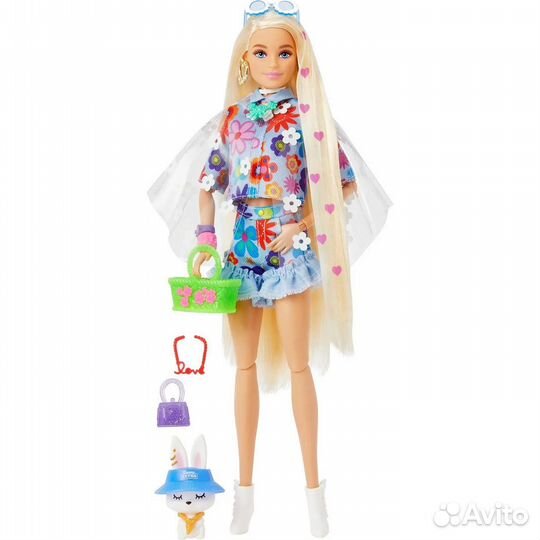 Кукла Barbie Экстра в одежде с цветочным принтом