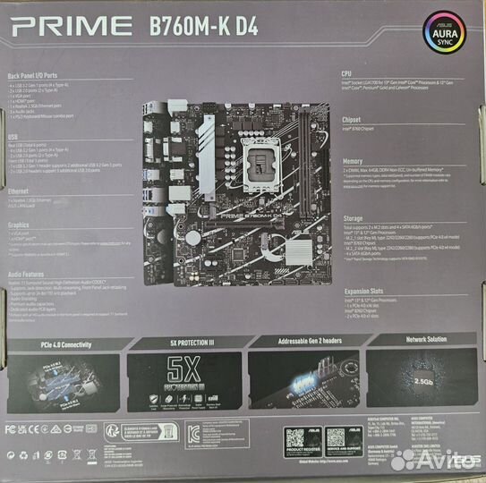 Материнская плата asus prime b760m-k d4