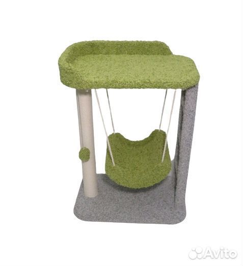 Когтеточка в хб канате с лежанкой и гамаком