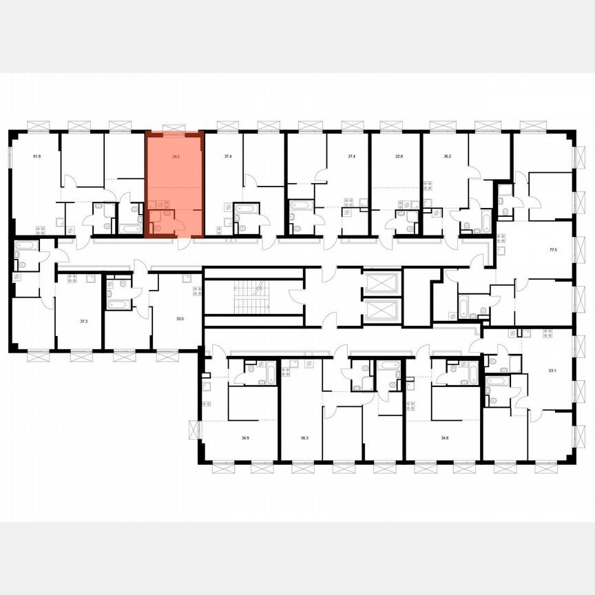 Квартира-студия, 24,5 м², 8/16 эт.