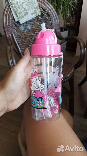 Бутылка детская с трубочкой