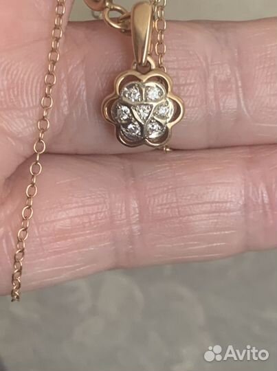 Подвеска малинка с бриллиантами