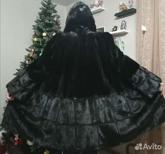 Шуба норковая с капюшоном