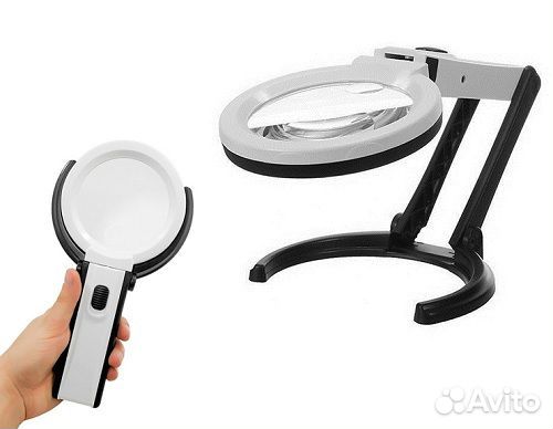 Лупа настольная с подсветкой MG3B-1B 9см