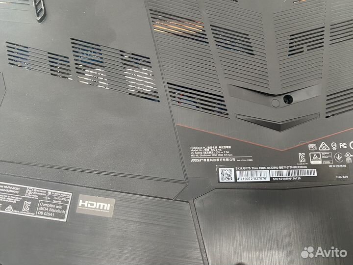 Игровой ноутбук msi gf75 thin 10uc