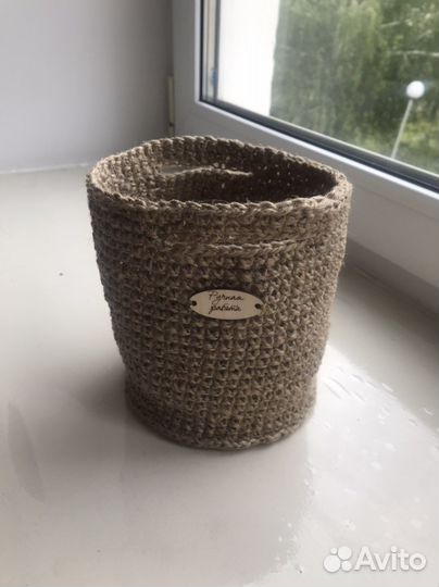 Вязанные корзинки, кашпо, шкатулки