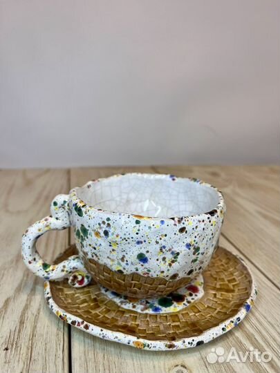 Кружка и блюдце. Керамика ручной работы