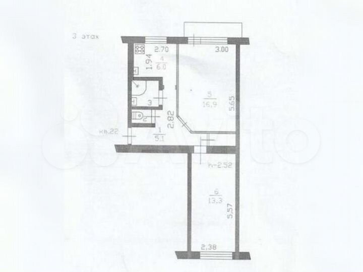 Аукцион: 2-к. квартира, 44,8 м², 3/4 эт.