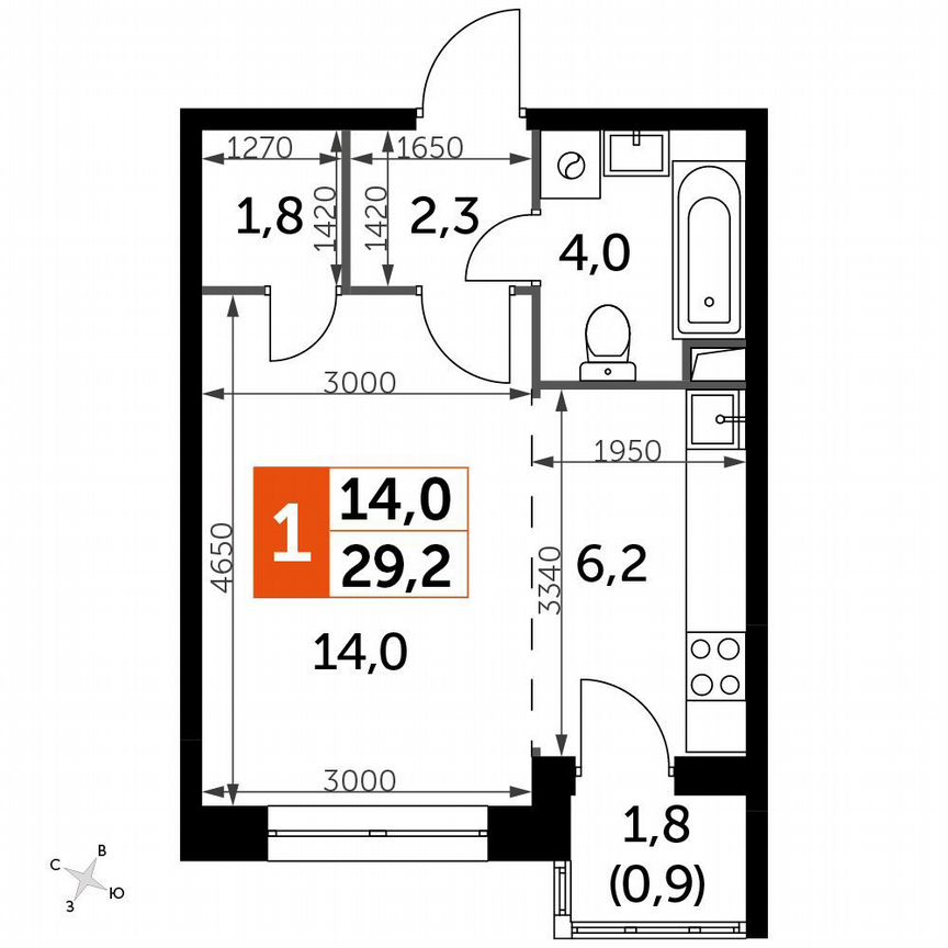 Квартира-студия, 29,2 м², 2/2 эт.