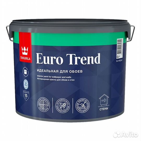 Краска моющаяся Tikkurila Euro Trend база C бесцве