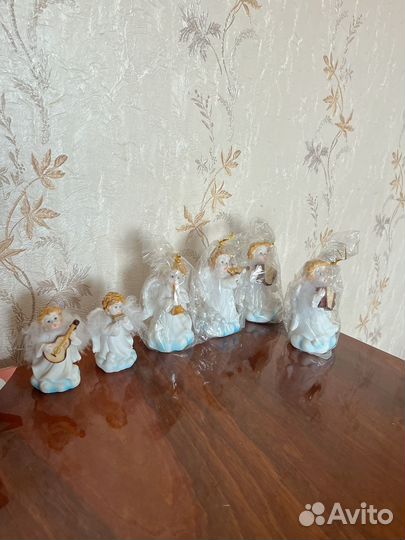 Фигурки ангел, фоторамка и часы детские