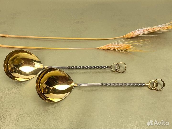 Серебряные ложки с позолотой для сервировки