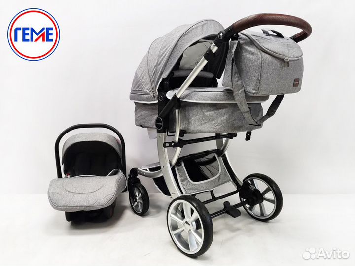 Коляска luxmom dalux 608 (3в1) в сером цвете