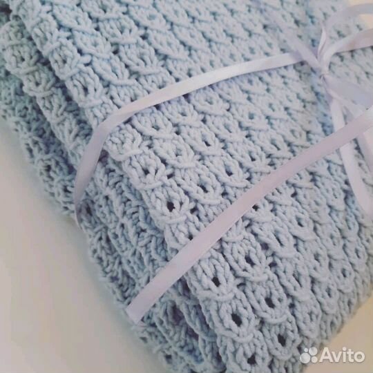 Вязаный детский плед (на выписку)