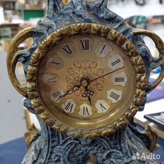 Часы каминные Бронза редкость 34см (Сзр)