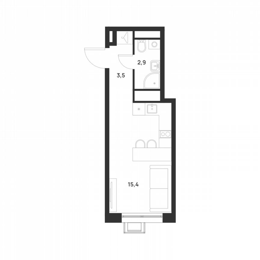 Квартира-студия, 21,8 м², 10/17 эт.
