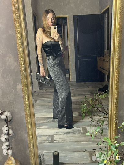 Брюки палаццо блестящие праздничные