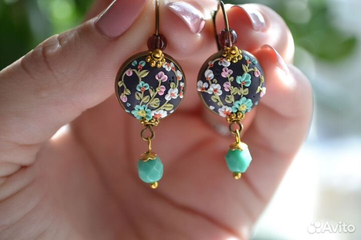 Серьги, кулон, Слоник handmade