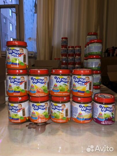 Агуша пюре овощное, мясное, фруктовое, каши, кефир