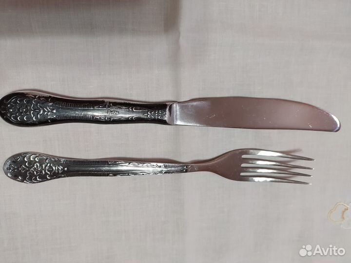 Набор - вилки, ножи с узором и чернением, СССР
