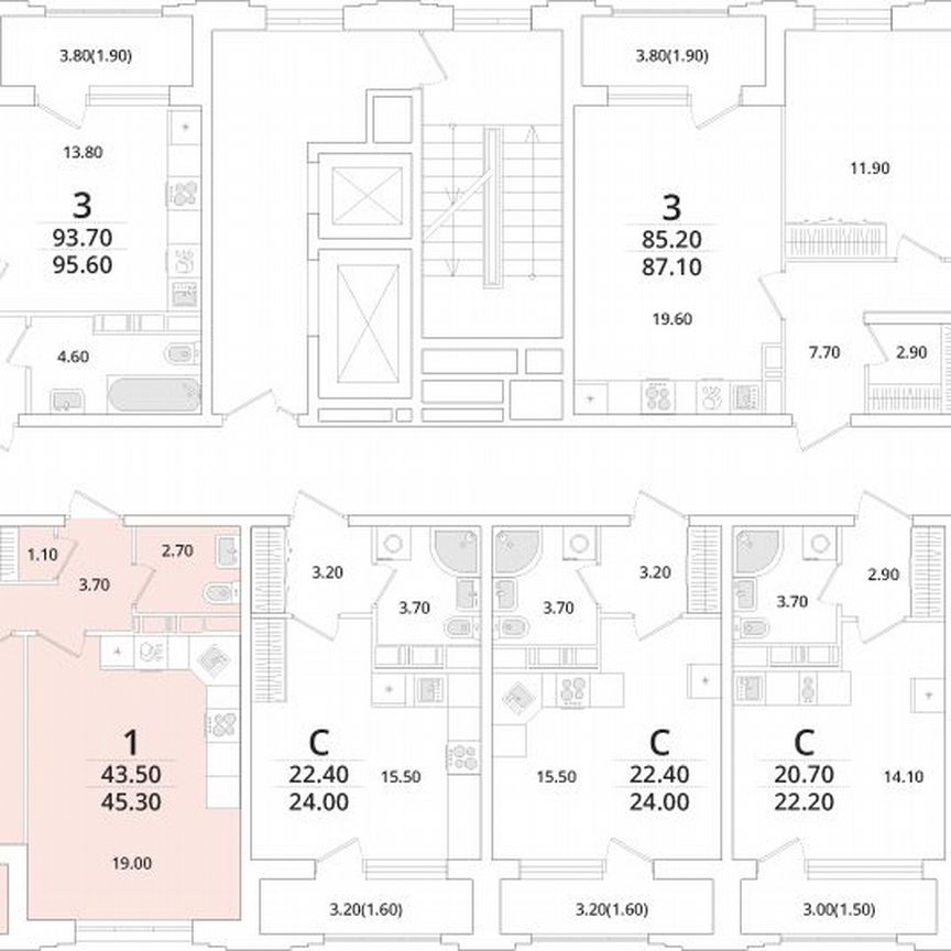 1-к. квартира, 45,4 м², 11/13 эт.