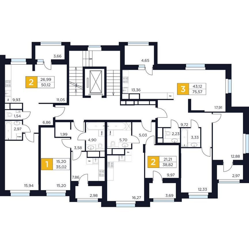 3-к. квартира, 75,6 м², 2/8 эт.