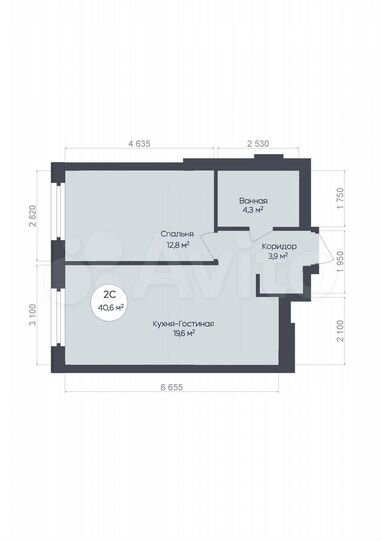 2-к. квартира, 40,6 м², 19/25 эт.