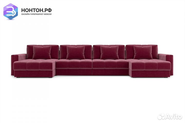 Диван п-образный тик-так Монарх М2О2 бордовый